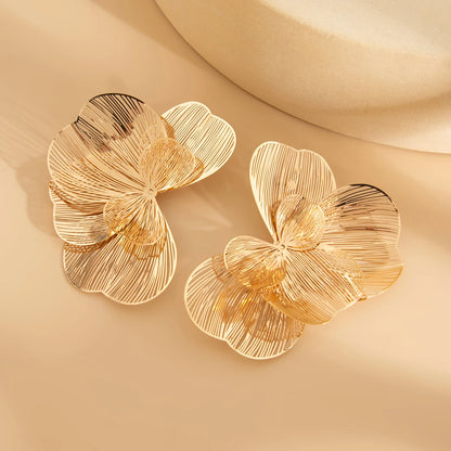 Golden Bloom: Elegant Multi-Layer Petal Stud Earrings