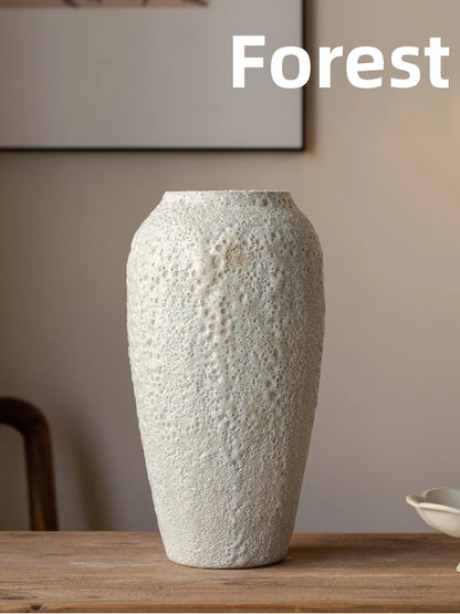 Retro Rustic White Cerc Flower Vase Bubble White Decorative Tabletop Ornament for Home Bedroom Living Room Dining Room