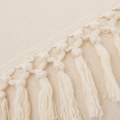 Woven Calm: Tassel Cotton-Linen Pillow Cover