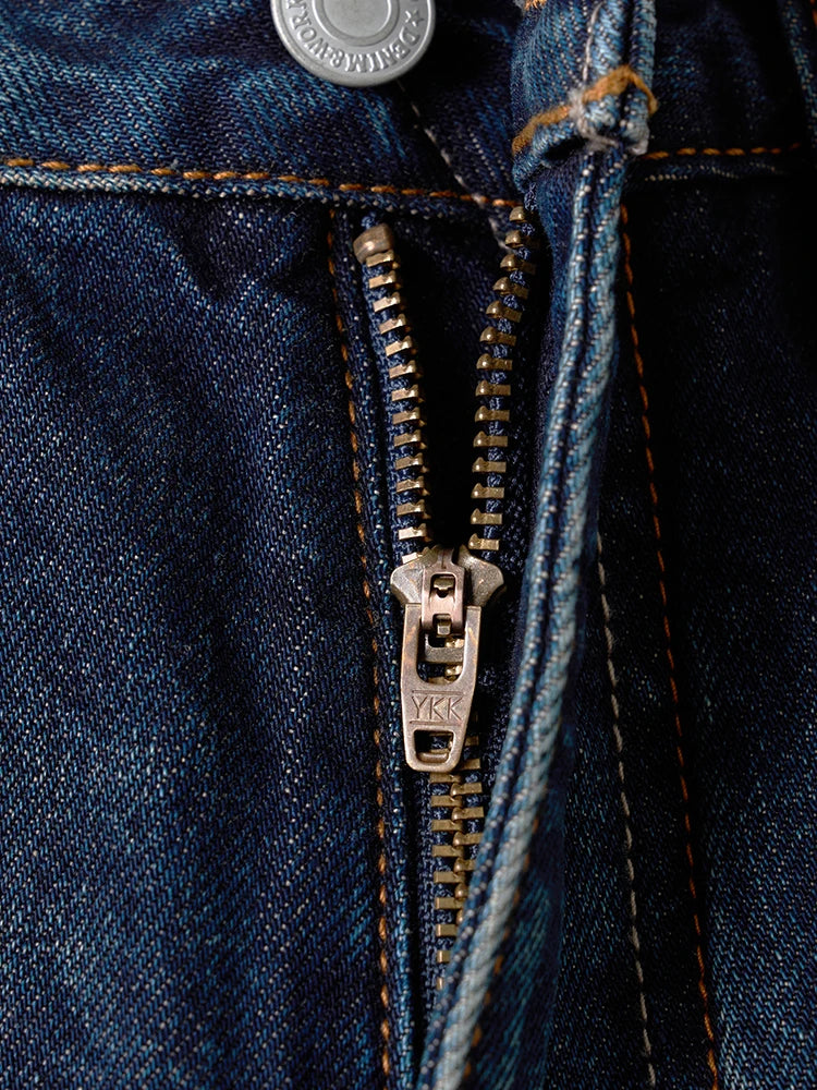 SIMWOOD 2025 Spring New loose Straight 13.5oz Fabric Washed Vintage Jeans Men Classical Plus Size Denim Trousers