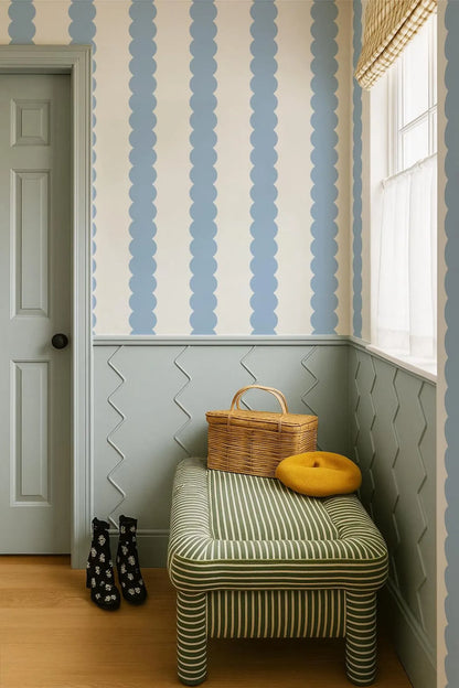 Blue Abstract Bubble Lines Wallpaper