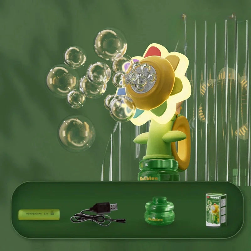 BloomGlow Bubbles: Automatic Sunflower Bubble Machine (Ages 3+)