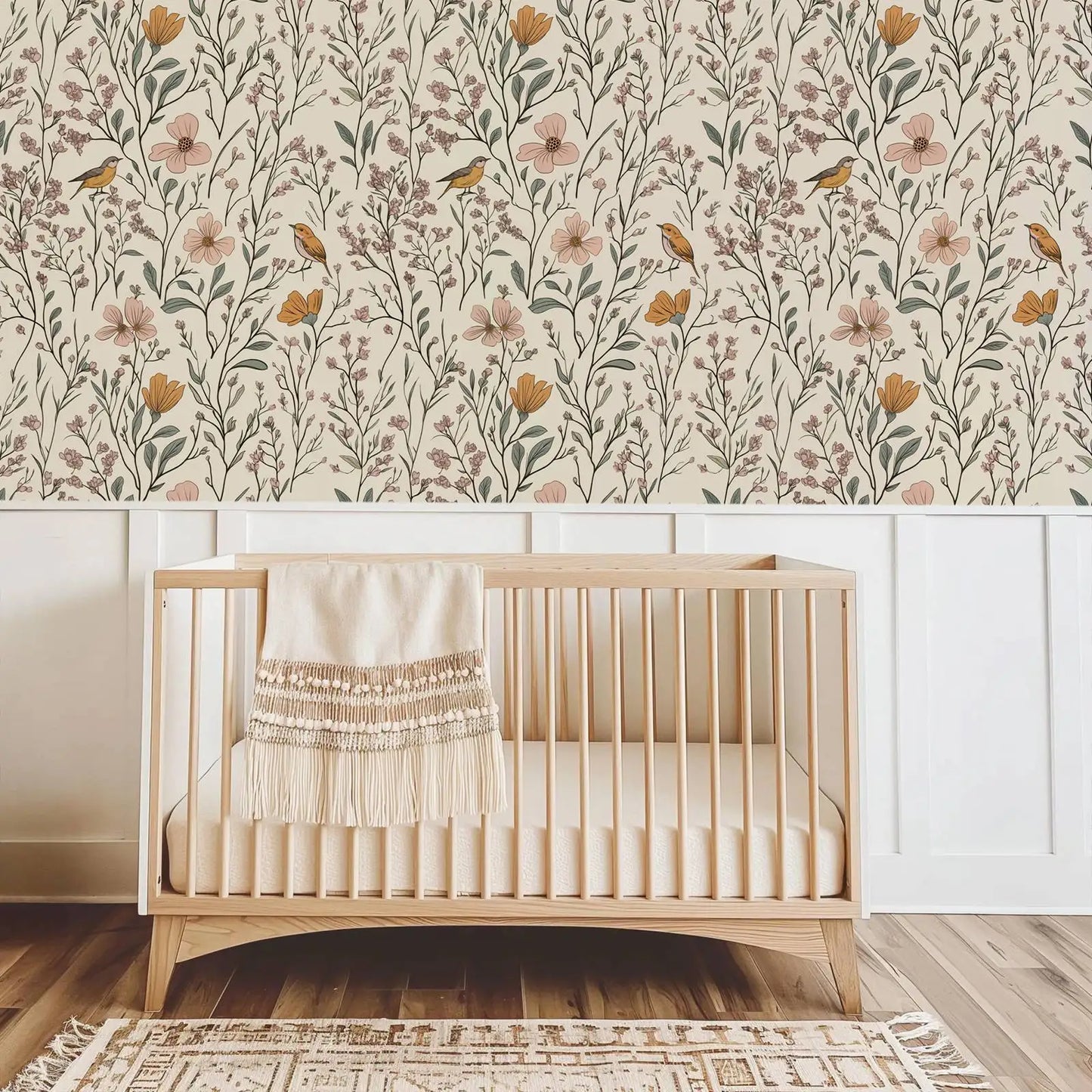 Wildflower Garden and Birds Wallpaper