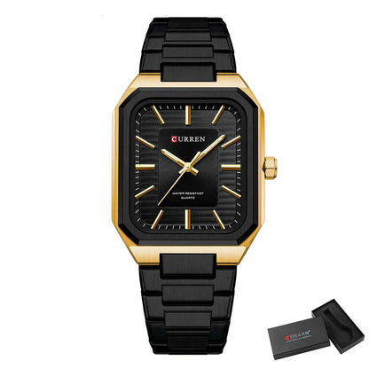 Edge Time: Rectangular Stainless Steel Business Watch for Men