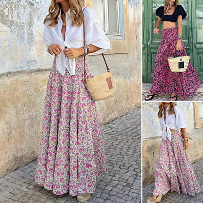 Women's Floral Print Maxi Skirt – Casual Elegance for Spring & Summer