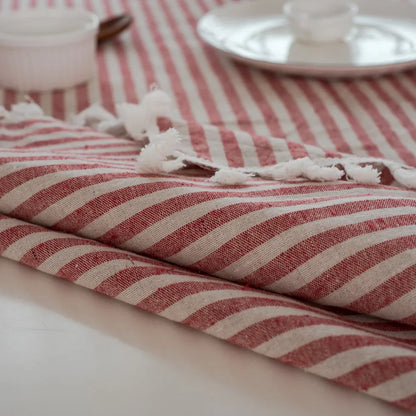 Elegant Cotton Linen Tablecloth with Tassels