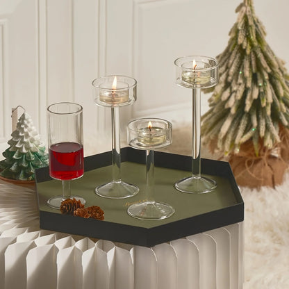 Lumière: Tall Glass Candle Stand Set