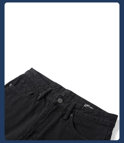 Men's Washed Vintage Straight Jeans – 13.8oz Softened Denim, Four-Season Fit