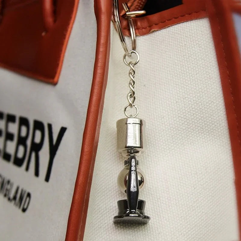 Coffee Supplies Keychain Mini Tamper Keychain Portable Fashionable Zinc Alloy Coffee Keychain Decoration Gift for Coffee Lovers