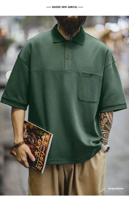Men's Vintage Green Polo Shirt – Structured Style with Casual Ease