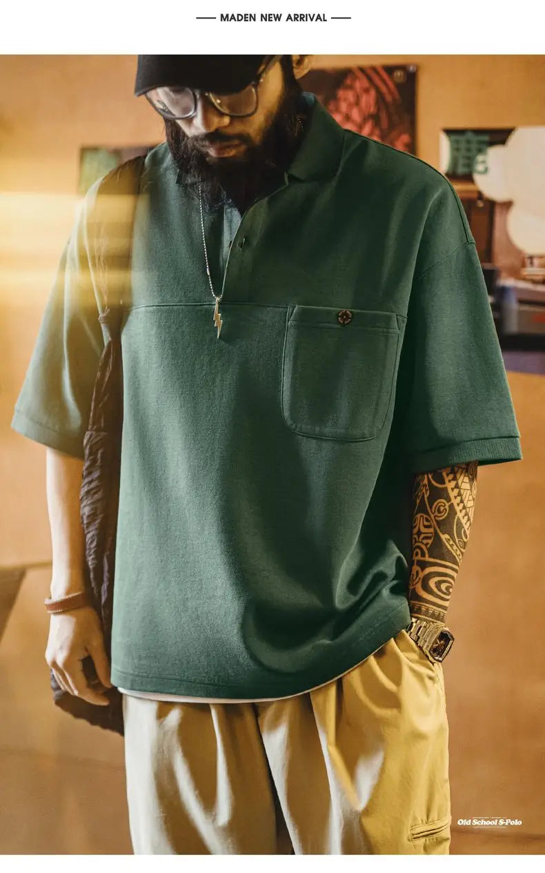 Men's Vintage Green Polo Shirt – Structured Style with Casual Ease