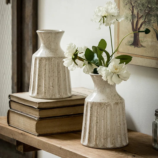 Jarrones de cerámica vintage estilo americano, arreglos florales para sala de estar y dormitorio, decoraciones con flores secas