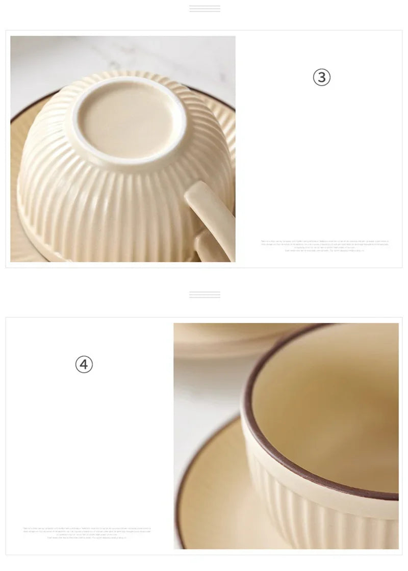 European Retro Ceramic Mug with Saucer