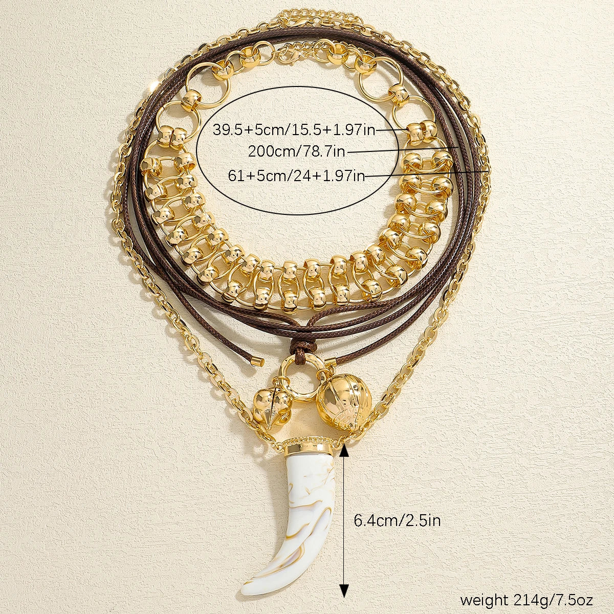 3-Piece Horn Pendant Necklace Set – Western Cowgirl-Inspired Layered Chains