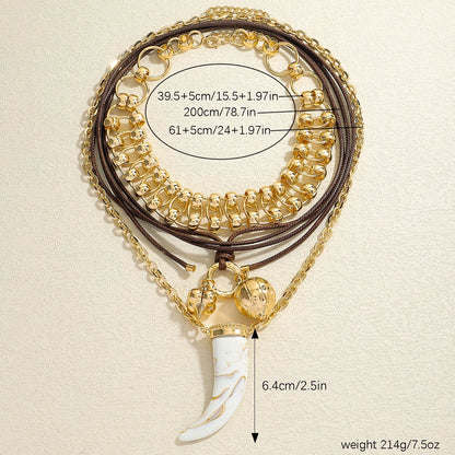 3-Piece Horn Pendant Necklace Set – Western Cowgirl-Inspired Layered Chains