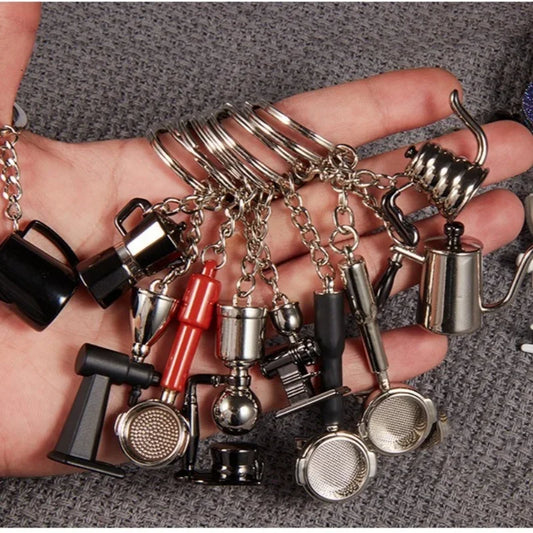 Coffee Supplies Keychain Mini Tamper Keychain Portable Fashionable Zinc Alloy Coffee Keychain Decoration Gift for Coffee Lovers