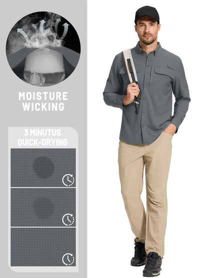 Men's Long Sleeve Quick-Dry Shirt – UPF 50+ Sun Protection & Outdoor Performance