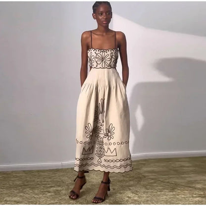 Soléa – Hollow-Out Printed Beach Dress for Women