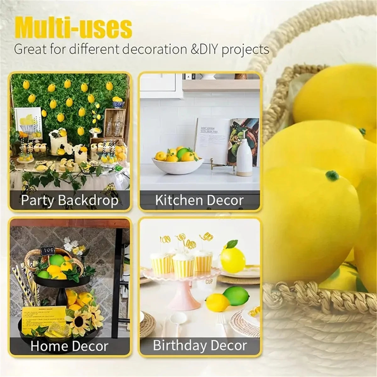 20pcs, Artificial Lemon 3inch, Simulation Lemon Artificial Yellow Lemon Fake Lemon, Simulation Fruit Home Decoration
