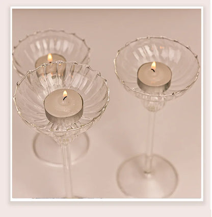 European high foot striped candlestick home decoration decoration wedding articles Romantic candlelight dinner candlestick props