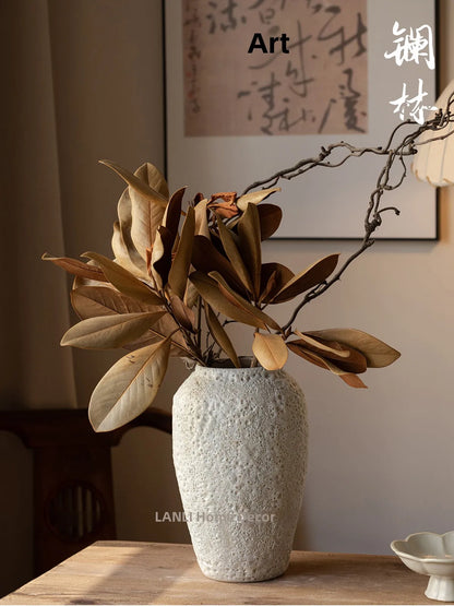 Retro Rustic White Cerc Flower Vase Bubble White Decorative Tabletop Ornament for Home Bedroom Living Room Dining Room