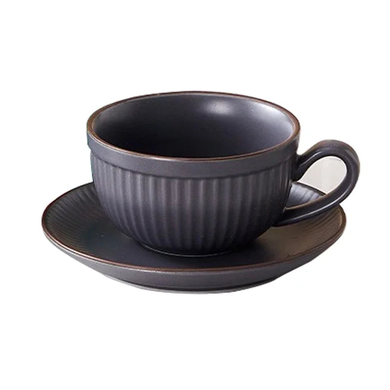 European Retro Ceramic Mug with Saucer