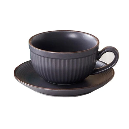European Retro Ceramic Mug with Saucer