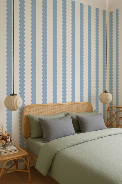 Blue Abstract Bubble Lines Wallpaper