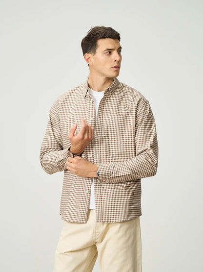 Men's Oversized Plaid Cotton Shirt – Soft Finish, Everyday Edge