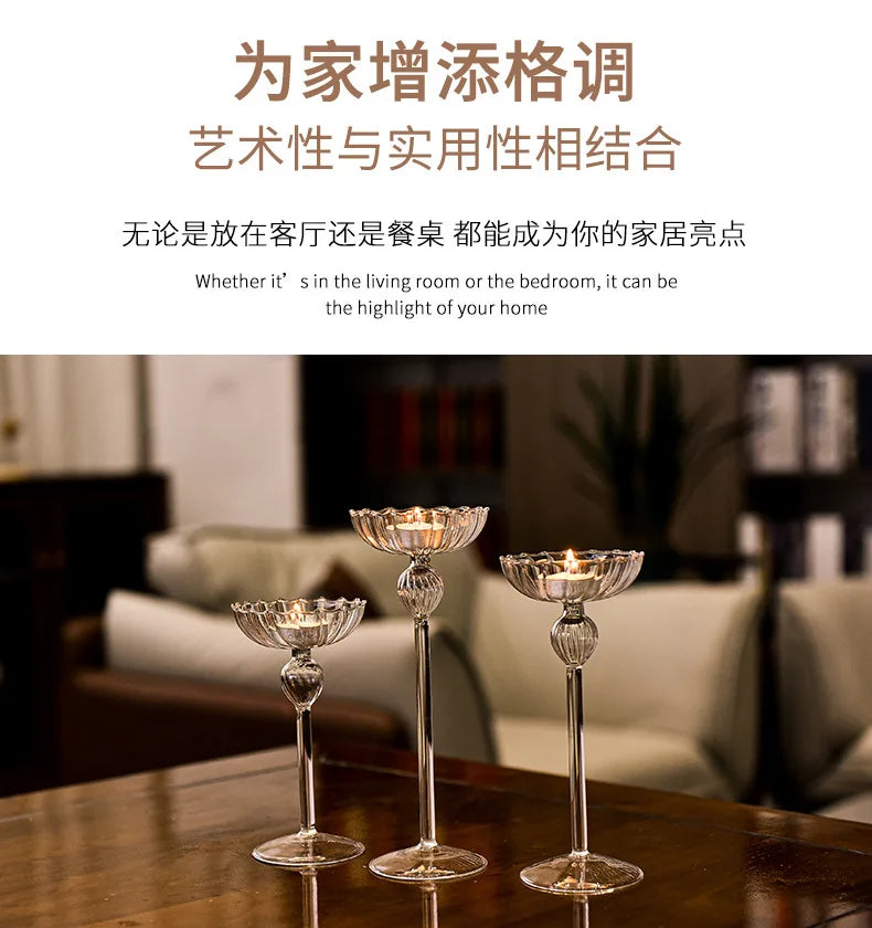 European high foot striped candlestick home decoration decoration wedding articles Romantic candlelight dinner candlestick props