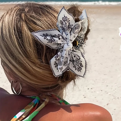 Elegant Retro Double-Sided Cashew Flower Bow Hair Clip