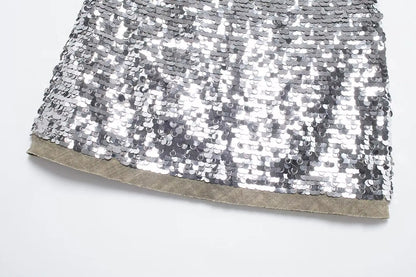 Women's Glitter Sequin Open Vest – Tailored Sparkle for Autumn Nights