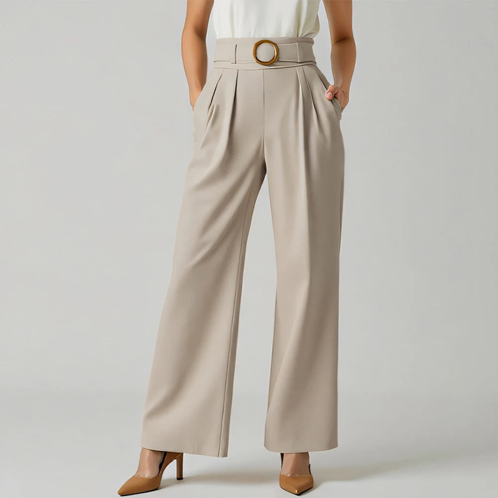 High Waist Straight Pants – Office-Ready with Sashes & Elegant Fit