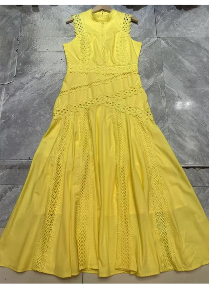 Women's Embroidered A-Line Dress – Elegant Sleeveless Statement Style