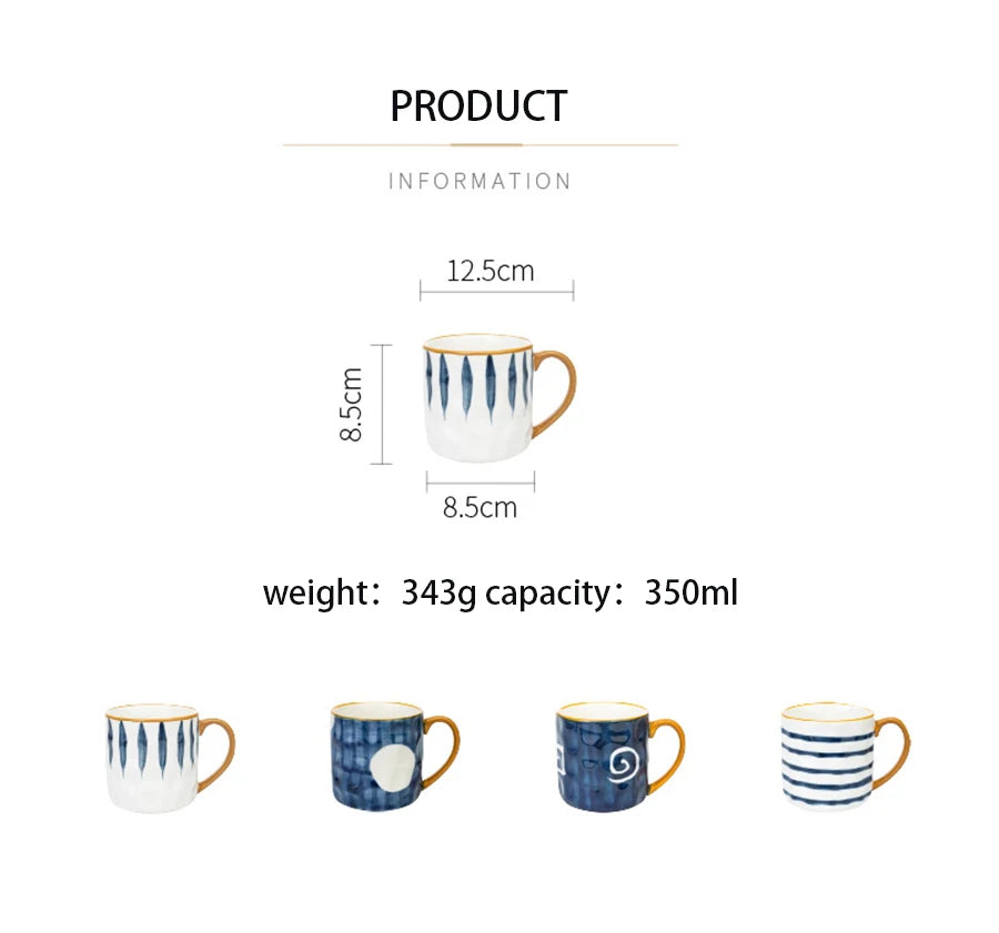 350ml Japanese Ceramic Mug  Coffee Cup Underglaze Office Home Milk   Bumpy Surface Handgrip  Microwave Safe