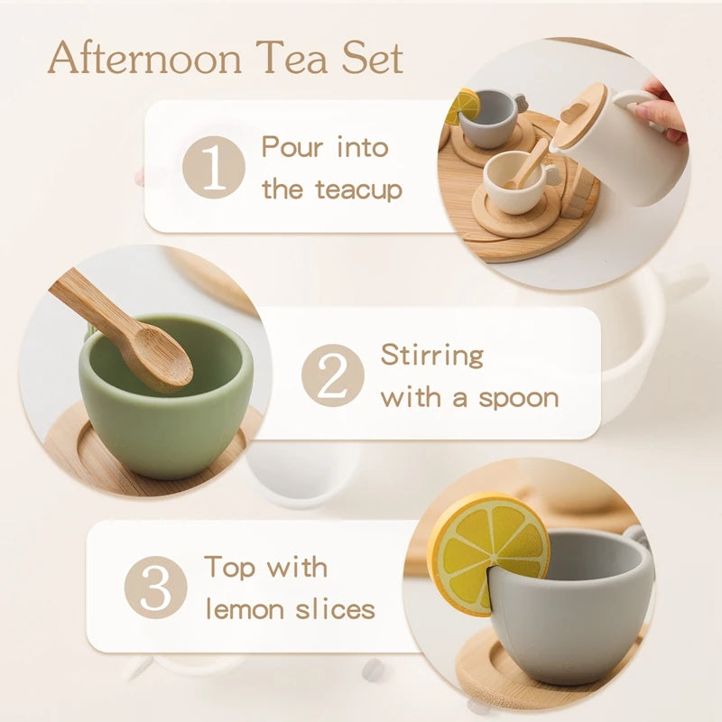 Little Tea Atelier: Montessori Wooden Tea Set with BPA-Free Silicone (Ages 3–6)