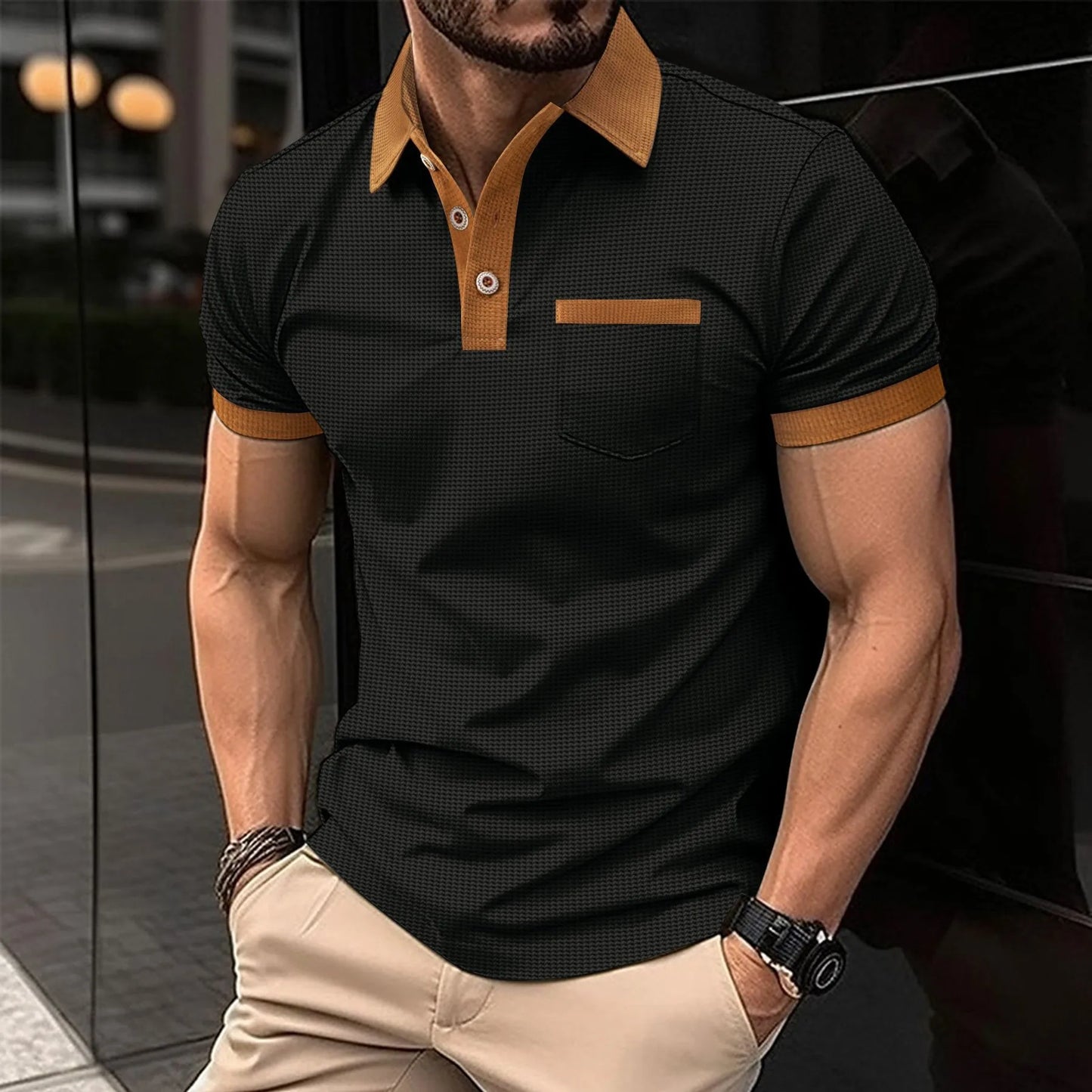 Men’s Waffle Polo Shirt – Texture Meets Simplicity