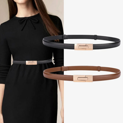 Sable Line: Cinturón fino de piel de vaca suave para mujer