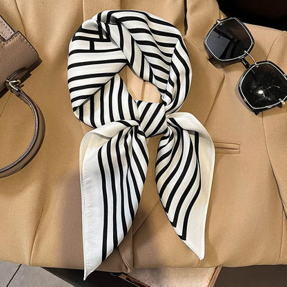Silken Mark: Printed Satin Silk Square Scarf for Women