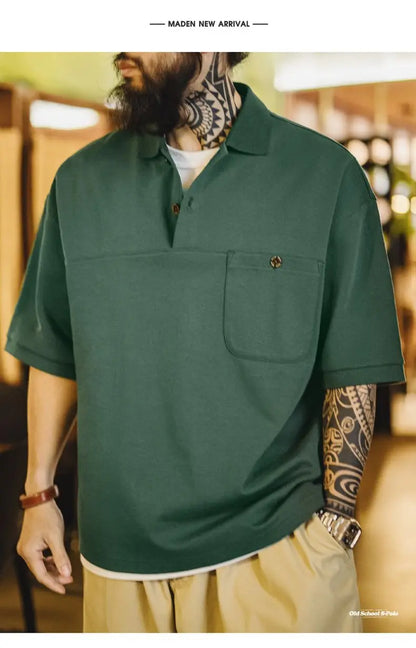 Men's Vintage Green Polo Shirt – Structured Style with Casual Ease