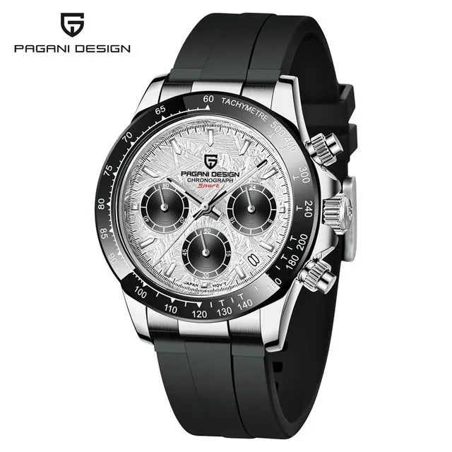Sapphire Chrono: 40mm Stainless Steel Quartz Sports Watch