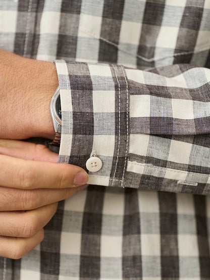 Men's Oversized Plaid Linen-Cotton Shirt – Lightweight Comfort With Classic Style