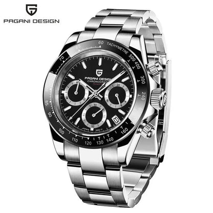 Sapphire Chrono: 40mm Stainless Steel Quartz Sports Watch