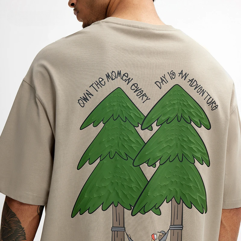 Men's Oversized Puff Print Cotton T-Shirt – Heavyweight, Pure Comfort