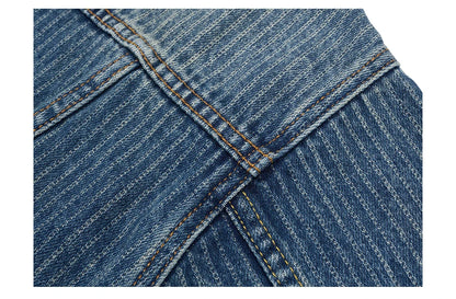 Men's Striped Denim Chore Jacket – Short Length, Oversized Utility