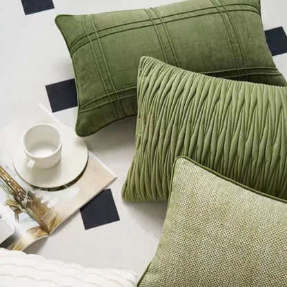 Verdant Line: Light Luxury Geometric Pillow Cover