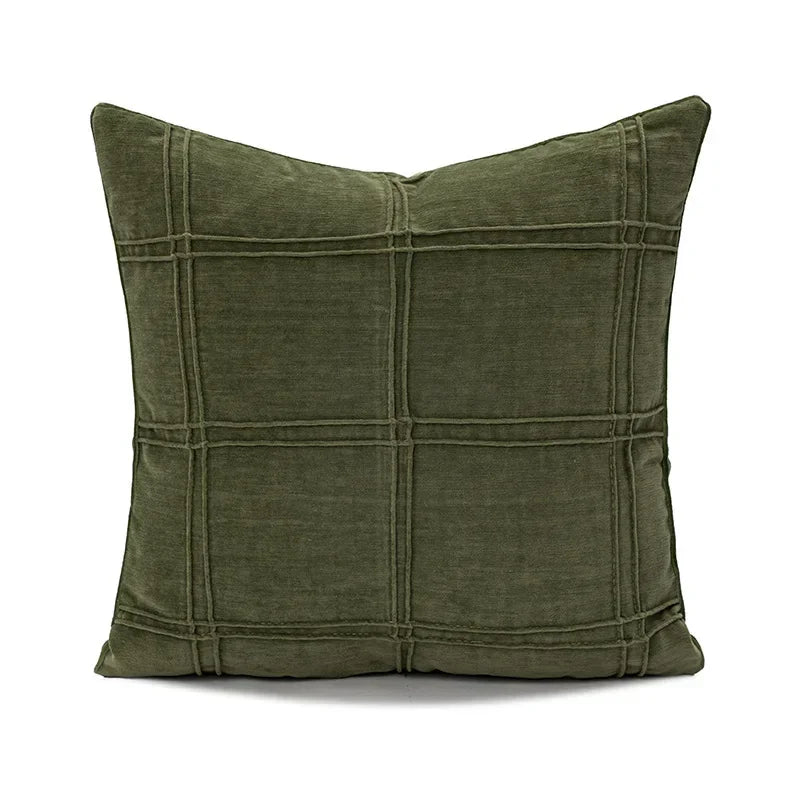Verdant Line: Light Luxury Geometric Pillow Cover
