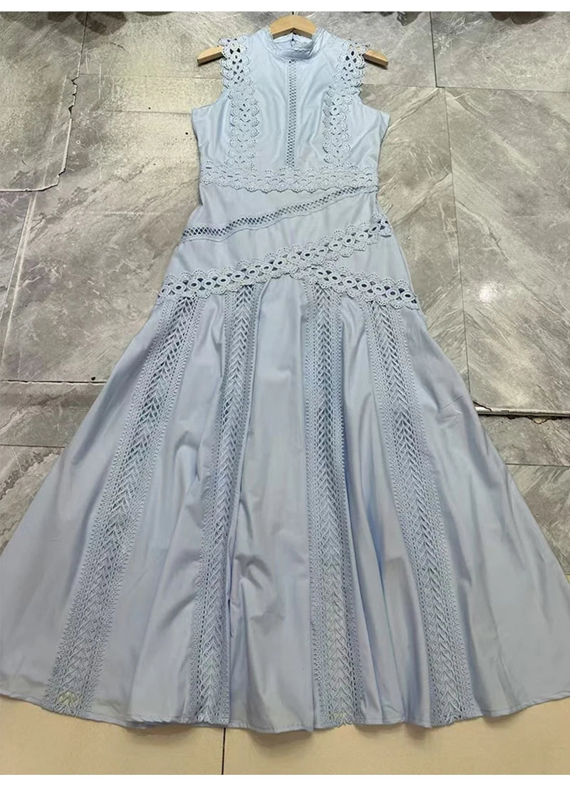 Women's Embroidered A-Line Dress – Elegant Sleeveless Statement Style