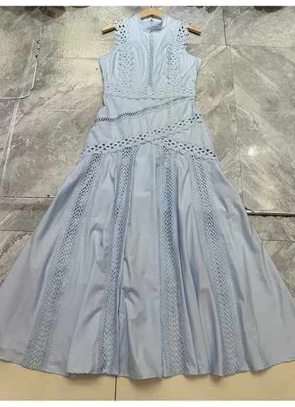 Women's Embroidered A-Line Dress – Elegant Sleeveless Statement Style