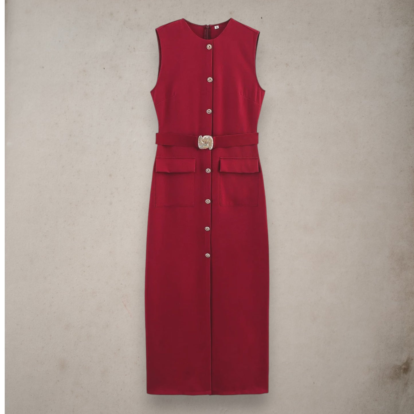 Women's Belted Black Sleeveless Dress – Office Chic Meets Summer Ease